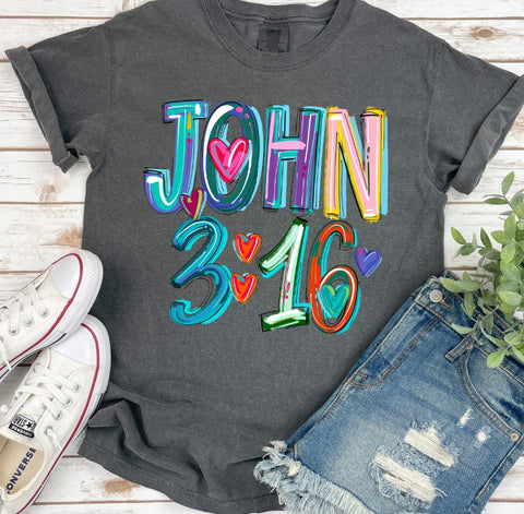 Colorful John 3:16 Tee