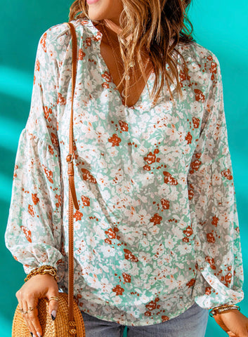 Floral balloon sleeve blouse